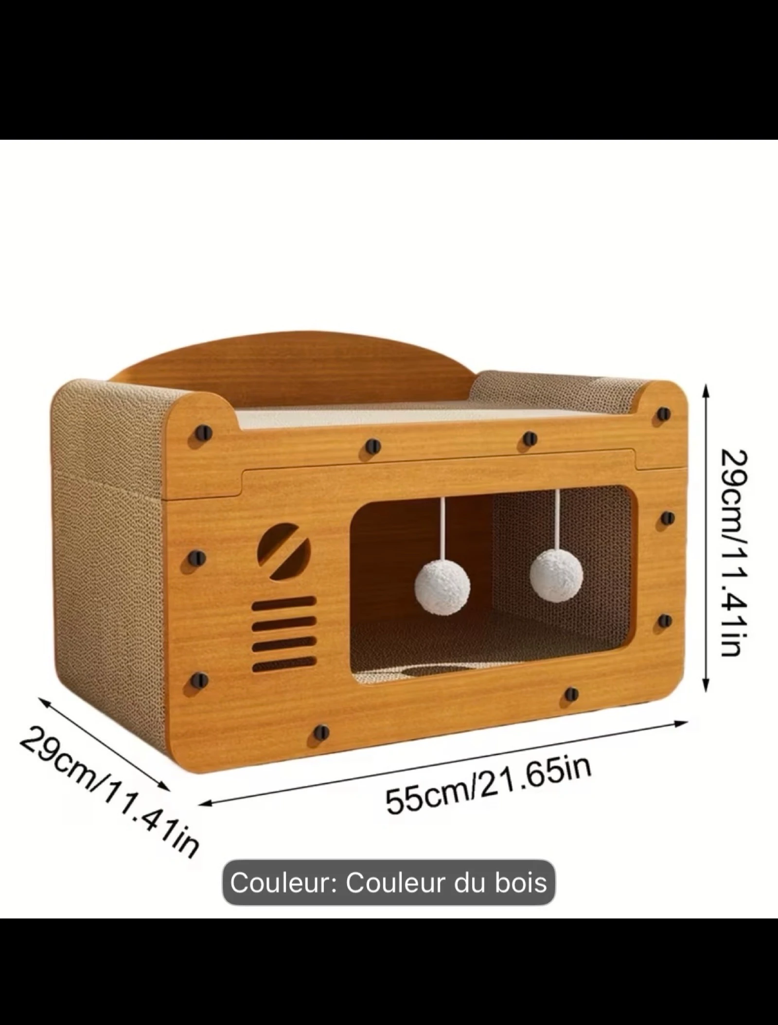 🐱 Cama / Casa con Rascador para Gato - Estilo Radio Retro – photo 2